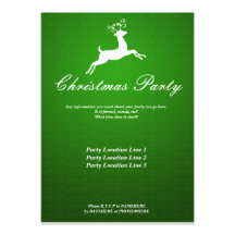 Invitación verde de la fiesta de Navidad del reno