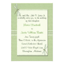 Invitación verde del boda de la libélula