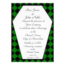 Invitación (verde) del boda del ébano de Damier