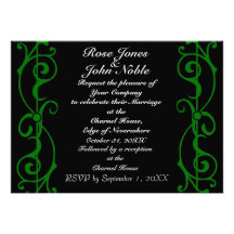 Invitación (verde) del boda del ébano de la fibril