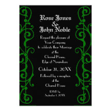 Invitación (verde) del boda del ébano de Tendrillo
