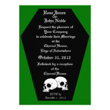 Invitación (verde) del boda del ébano del ataúd