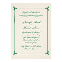 Invitación verde del boda del muérdago del blanco 
