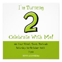 Invitación verde del cumpleaños de los números 2 t