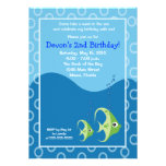 Invitación verde del cumpleaños de los pescados 5x