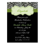 invitación verde elegante de la fiesta de graduaci tarjetas postales