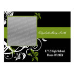 invitación verde elegante de la graduación de la f tarjetas postales