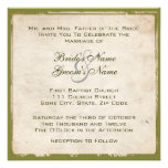 Invitación verde elegante del boda