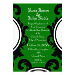 Invitación (verde) negra barroca del boda