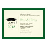 Invitación verde oscuro de la graduación de la bor