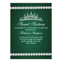 Invitación verde real del cumpleaños de la tiara