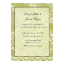 Invitación verde suave del boda del cordón