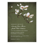 Invitación verde y blanca del boda de la magnolia