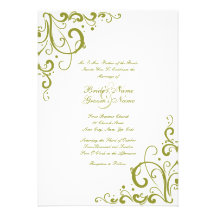 Invitación verde y blanca del boda del Flourish