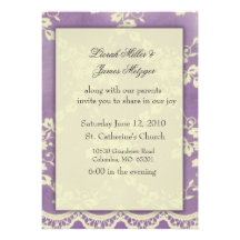 Invitación violeta del boda del cordón