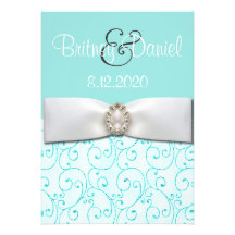 Invitaciones azules 5x7 del boda anuncio personalizado