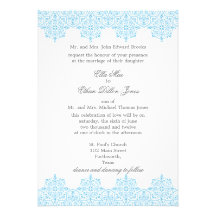 Invitaciones azules claras del boda del damasco invitación