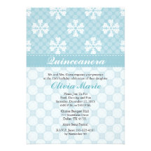 Invitaciones azules de Quinceanera del copo de nie Comunicado Personalizado
