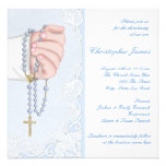 Invitaciones azules del bautizo del rosario de los invitacion personalizada