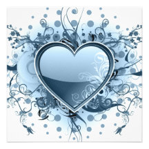 Invitaciones azules del corazón de Emo Comunicados Personales