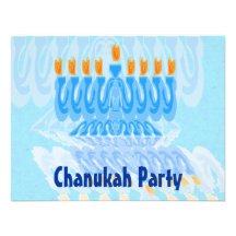 Invitaciones azules del fiesta de Menorah Chanukah Comunicados Personales