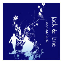 Invitaciones azules y blancas del personalizado de invitaciones personales 