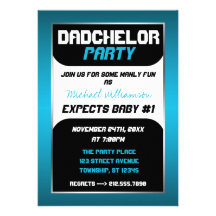 Invitaciones azules y negras del fiesta de Dadchel Invitacion Personalizada