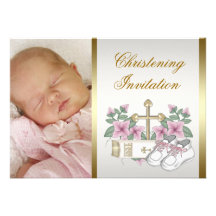 Invitaciones blancas del bautizo de la foto de la  invitación