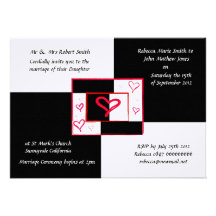 Invitaciones blancas del boda del amor del negro m comunicados personalizados