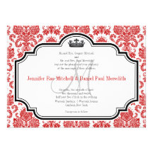 Invitaciones blancas del boda del negro rojo de en invitacion personalizada