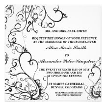 Invitaciones blancas negras de las invitaciones de invitacion personalizada