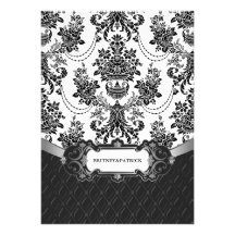 Invitaciones blancas negras del boda del damasco d anuncios  