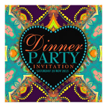 Invitaciones bohemias del fiesta de cena del batik anuncios personalizados