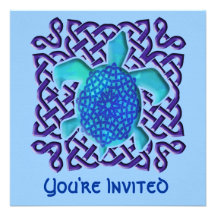 Invitaciones célticas azules de la tortuga del nud comunicados