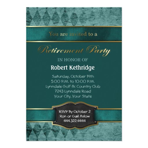Invitaciones clásicas del fiesta de retiro de Argy Comunicado Personalizado