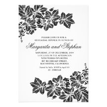 invitaciones clásicas negras y blancas de la cena  comunicado personalizado