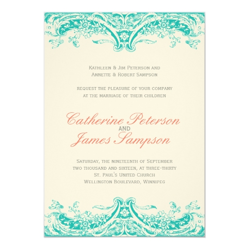 Invitaciones con clase de la turquesa y del boda invitación 12,7 x ... Invitaciones con clase de la turquesa y del boda invitación 12,7 x ...