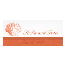 Invitaciones coralinas del boda de playa de Shell Invitaciones Personalizada
