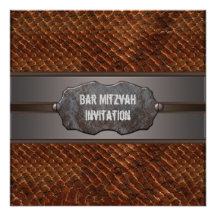 Invitaciones de cuero de Mitzvah de la barra de Br Comunicado