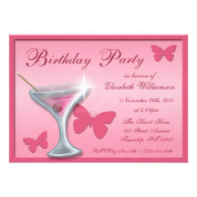 Invitaciones de la fiesta de cumpleaños de Martini Comunicados Personalizados