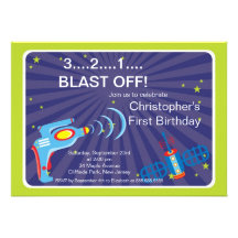 Invitaciones de la fiesta de cumpleaños de Rocket  Anuncios Personalizados