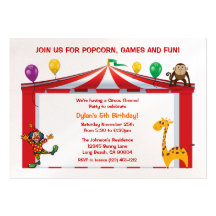 Invitaciones de la fiesta de cumpleaños del circo  tarjetas de visita