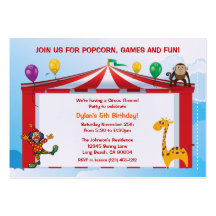 Invitaciones de la fiesta de cumpleaños del circo  tarjeta personal
