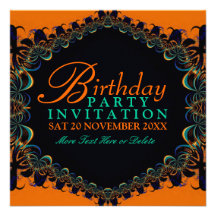 Invitaciones de la fiesta de cumpleaños del cordón invitación personalizada