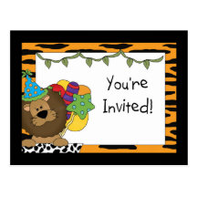 Invitaciones de la fiesta de cumpleaños del león tarjetas postales