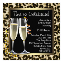 Invitaciones de la fiesta de cumpleaños del leopar comunicado personalizado