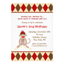 Invitaciones de la fiesta de cumpleaños del mono d anuncios personalizados