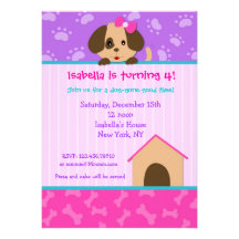 Invitaciones de la fiesta de cumpleaños del perro  invitacion personalizada