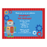 Invitaciones de la fiesta de cumpleaños del robot invitaciones personalizada