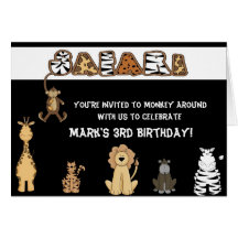 Invitaciones de la fiesta de cumpleaños del safari tarjetas
